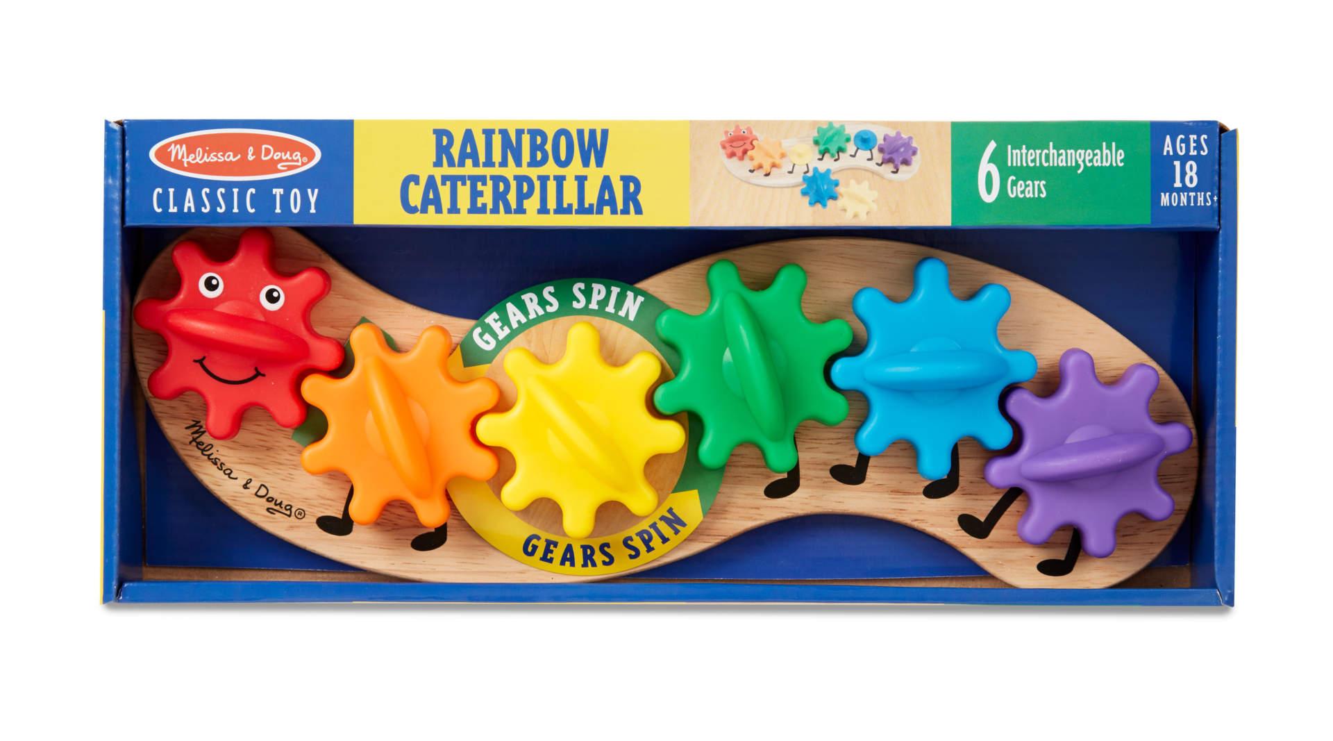 rainbow caterpillar dog toy